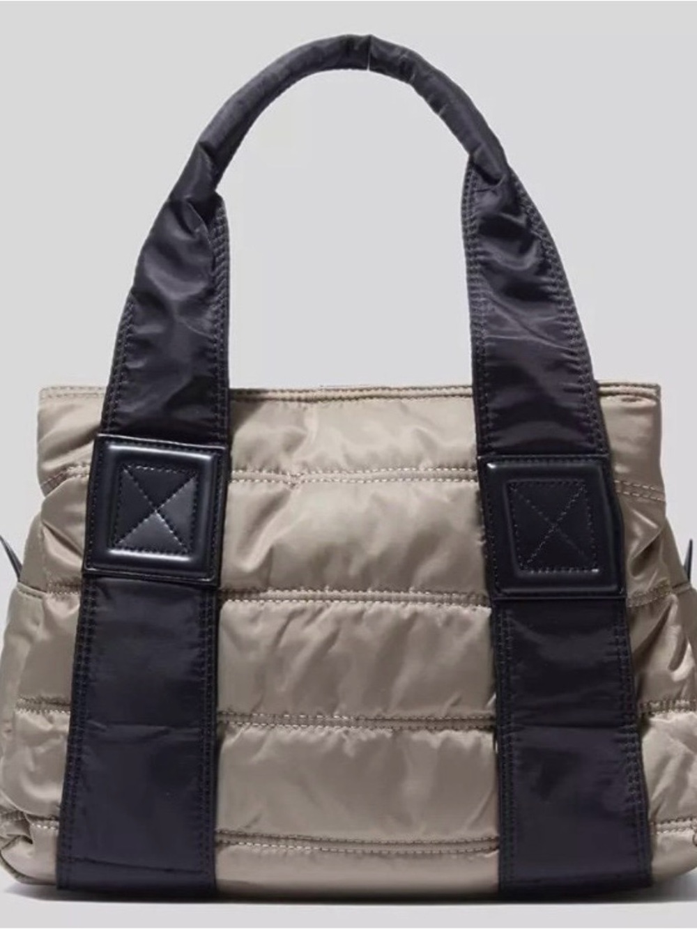 NEW Classic Quilted Tote Bag in Taupe and Black